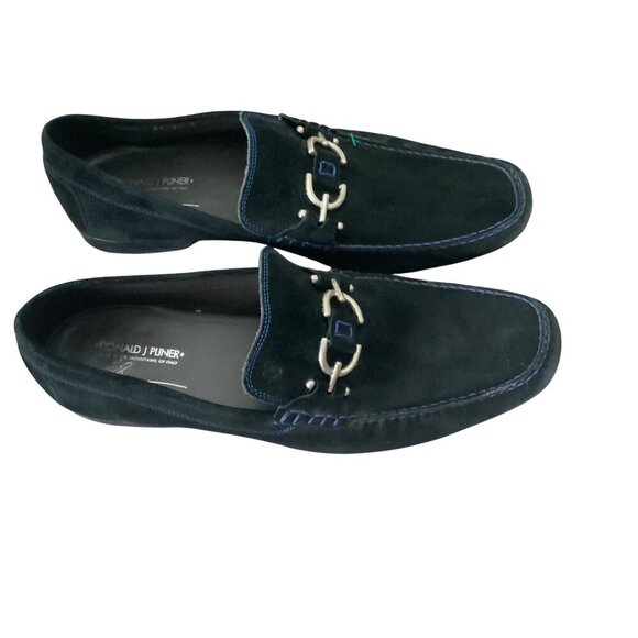 Donald Pliner Dacio navy suede loafer silver horse bit size 14 excellent main image 5